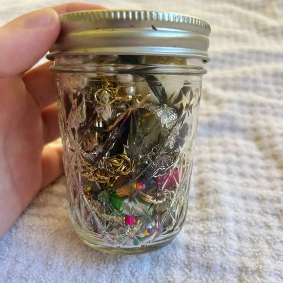 Vintage Style Mystery Jewelry Grab Bag Jar – Earrings, Charms, and Beads Mix - Picture 2 of 5